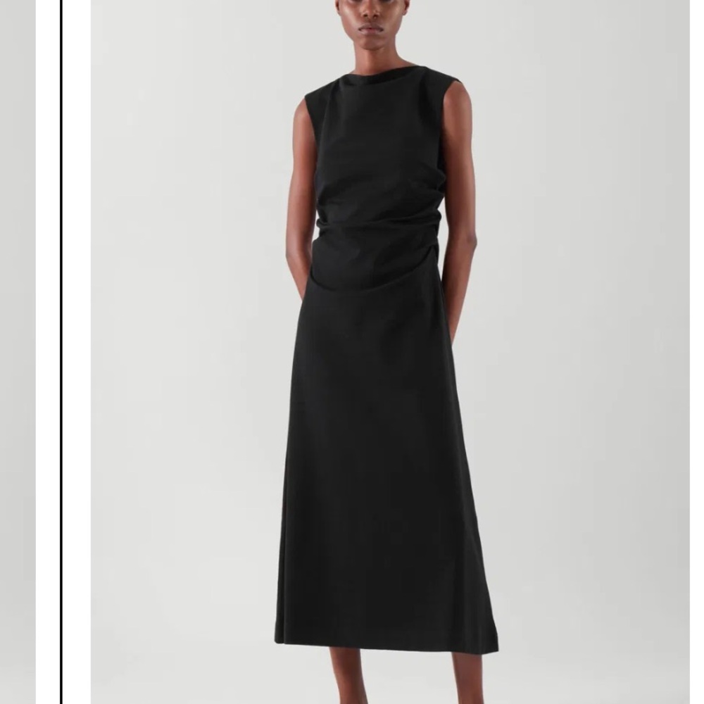 COS gathered dress in black. Size medium. EUC. Maxi length